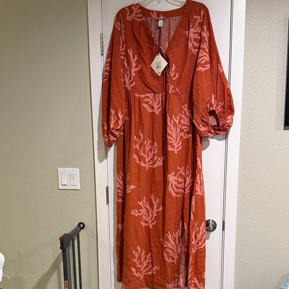 Ava & Viv Dresses & Skirts - Ava & Viv Rust and Pink 3/4 Sleeve Dress